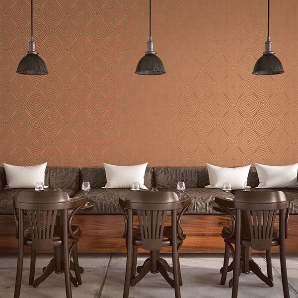 Galerie Wallpaper Product code: G67724R - Special Fx Wallpaper Collection - Orange Gold Colours - Metallic Spiral Design