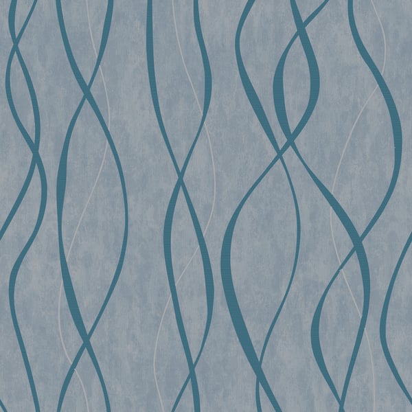 Galerie Wallpaper Product code: G67735 - Special Fx Wallpaper Collection - Blue Silver Colours - Glitter Ribbons Design