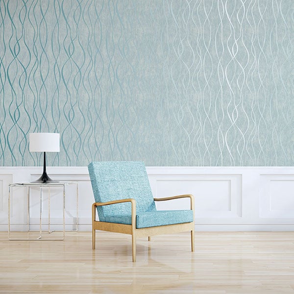 Galerie Wallpaper Product code: G67735R - Special Fx Wallpaper Collection - Blue Silver Colours - Glitter Ribbons Design
