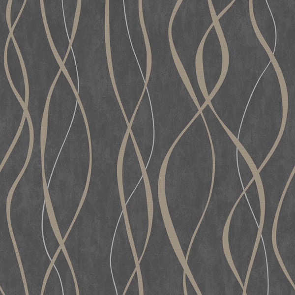 Galerie Wallpaper Product code: G67737 - Special Fx Wallpaper Collection - Gold Silver Brown Colours - Glitter Ribbons Design