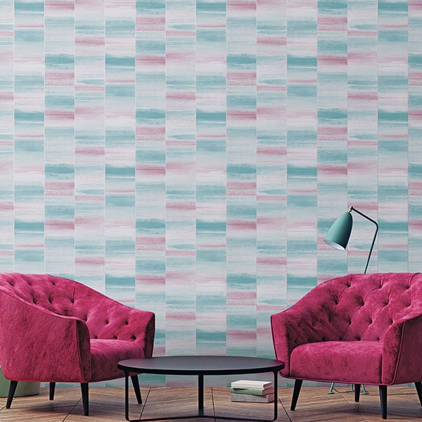 Galerie Wallpaper Product code: G67744R - Special Fx Wallpaper Collection - Blue Pink Silver Colours - Glitter Block Design
