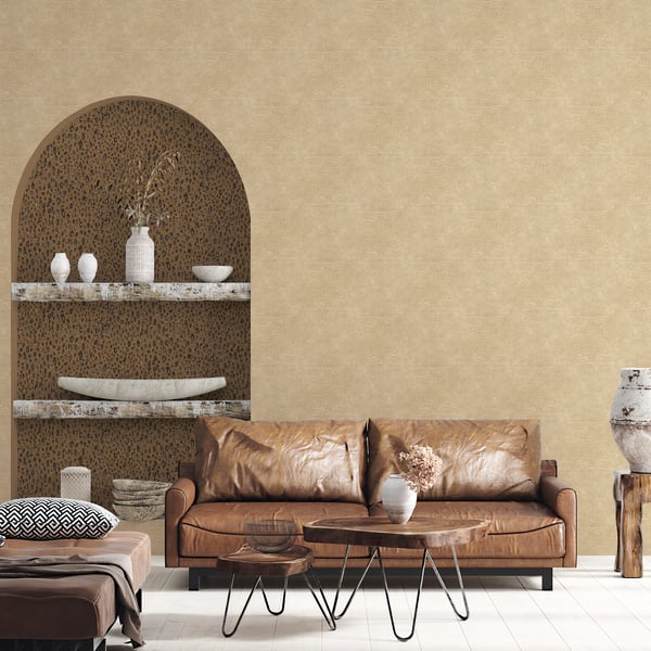 Galerie Wallpaper Product code: G67760_2 - Natural FX 2 Wallpaper Collection - Russet, Black Colours - Leopard Design