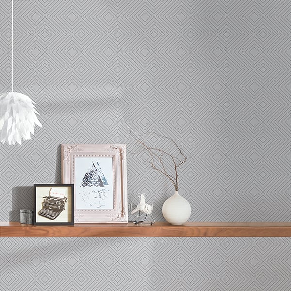 Galerie Wallpaper Product code: HO20001R - Home Wallpaper Collection - Grey Silver Colours - Geo Diamond Motif Design
