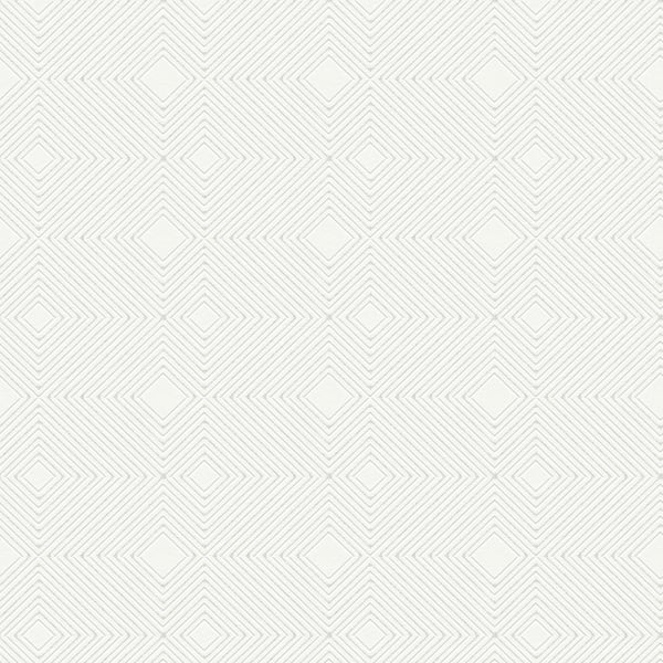 Galerie Wallpaper Product code: HO20014 - Home Wallpaper Collection - White Metallic Colours - Geo Diamond Motif Design