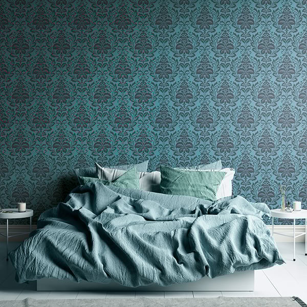 Galerie Wallpaper Product code: HO20023R - Home Wallpaper Collection - Blue Black Colours - Damask Motif Design