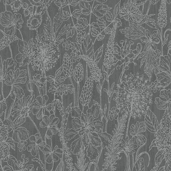 Galerie Wallpaper Product code: HO20048 - Home Wallpaper Collection - Dark Grey White Colours - Floral Motif Design