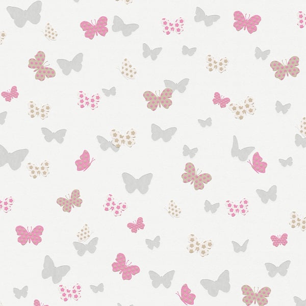 Galerie Wallpaper Product code: HO20058 - Home Wallpaper Collection - Grey Pink White Colours - Butterfly Motif Design