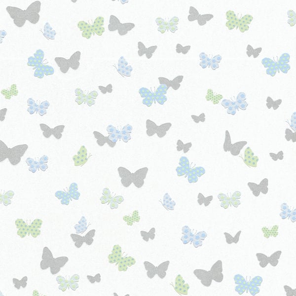 Galerie Wallpaper Product code: HO20062 - Home Wallpaper Collection - Blue Green  Grey White Colours - Butterfly Motif Design