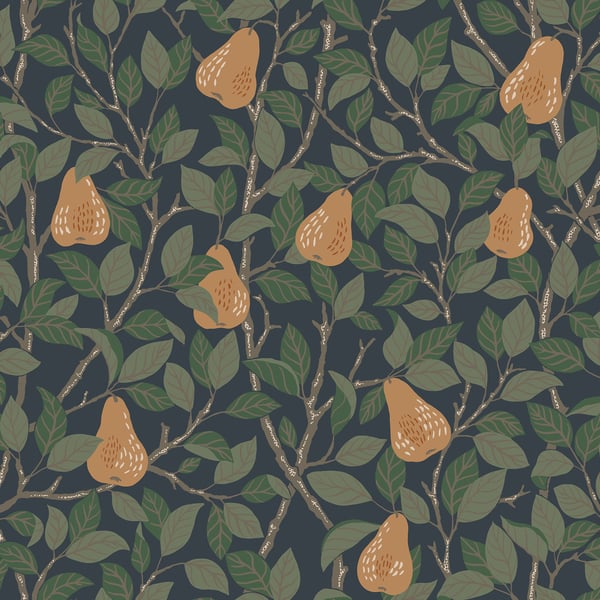 Galerie Wallpaper Product code: S13104 - Sommarang Wallpaper Collection - Blue Colours - Leaves and Pears Design
