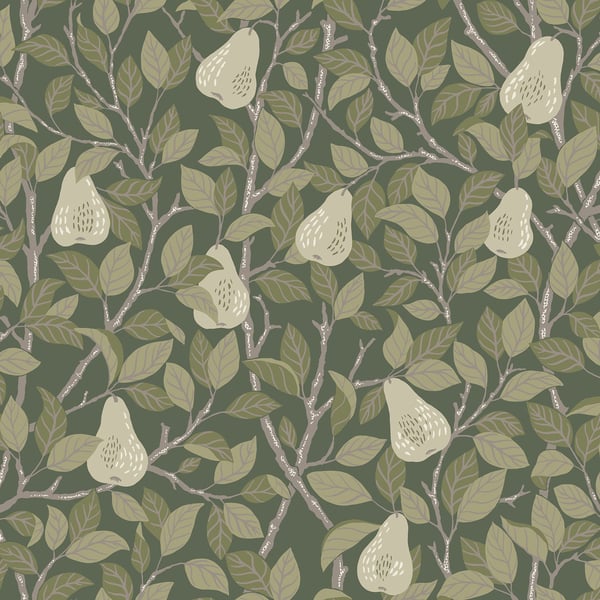 Galerie Wallpaper Product code: S13105 - Sommarang Wallpaper Collection - Green Colours - Leaves and Pears Design