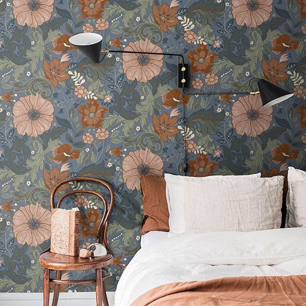 Galerie Wallpaper Product code: S13108R - Sommarang Wallpaper Collection - Blue Colours - Scandi Bloom Design