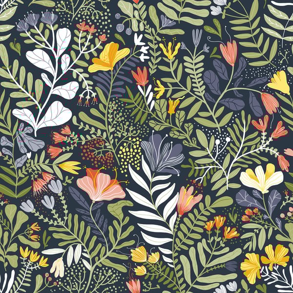 Galerie Wallpaper Product code: S55010 - Sommarang Wallpaper Collection - Blue Multi-coloured Colours - Wild Flowers Design