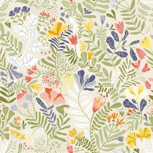 Galerie Wallpaper Product code: S55011 - Sommarang Wallpaper Collection - Green Multi-coloured Colours - Wild Flowers Design