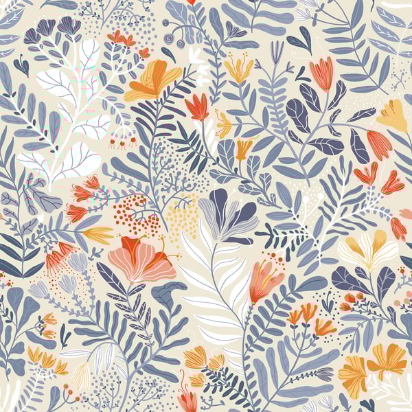 Galerie Wallpaper Product code: S55013 - Sommarang Wallpaper Collection - Blue Multi-coloured Colours - Wild Flowers Design