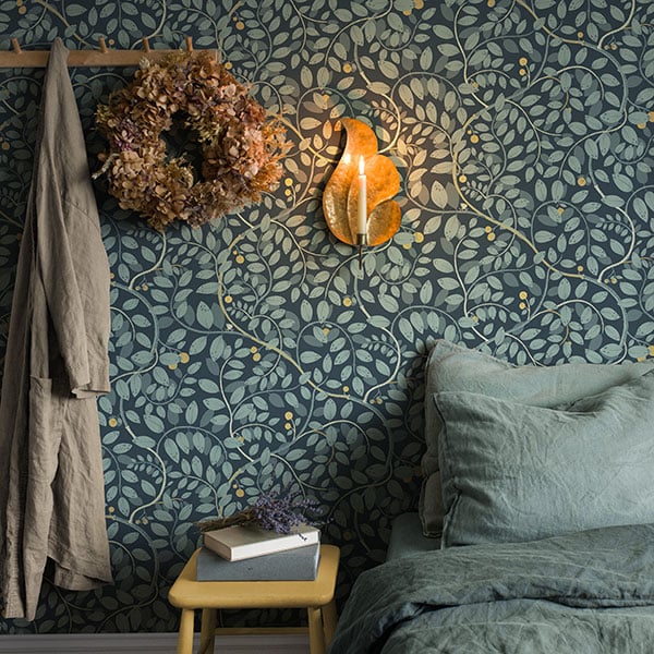 Galerie Wallpaper Product code: S65106R - Sommarang Wallpaper Collection - Blue Colours - Leafy Vines Design