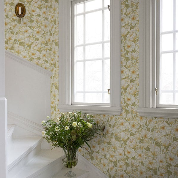Galerie Wallpaper Product code: S65111R - Sommarang Wallpaper Collection - Green Colours - Retro Poppy Design