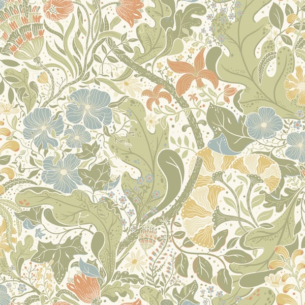 Galerie Wallpaper Product code: S83101 - Sommarang Wallpaper Collection - Beige Colours - Swedish Flowers and Leaves Design