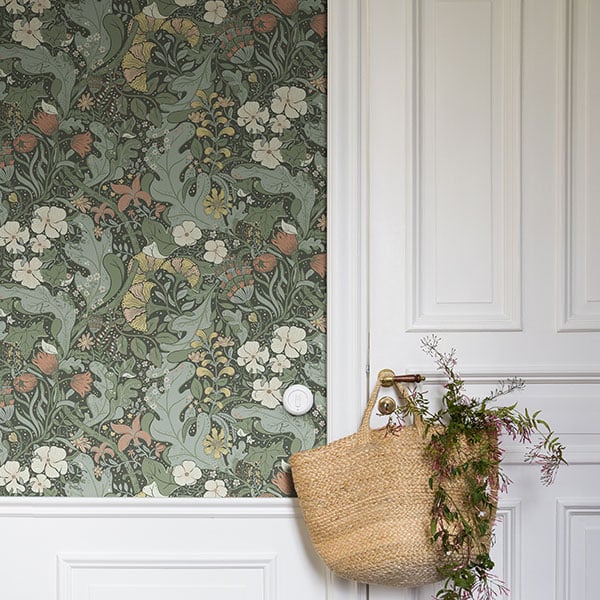 Galerie Wallpaper Product code: S83103R - Sommarang Wallpaper Collection - Green Colours - Swedish Flowers and Leaves Design