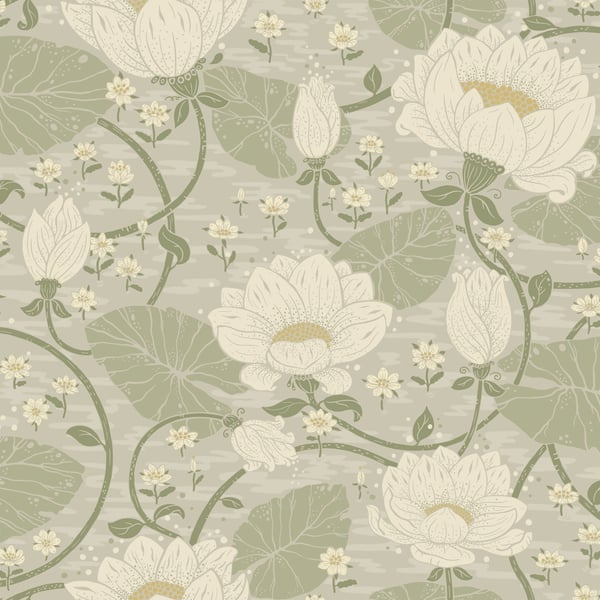 Galerie Wallpaper Product code: S83124 - Sommarang Wallpaper Collection - Greige Colours - Lotus Flower Design