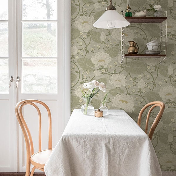 Galerie Wallpaper Product code: S83124R - Sommarang Wallpaper Collection - Greige Colours - Lotus Flower Design