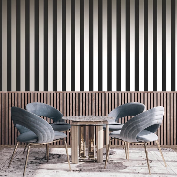 Galerie Wallpaper Product code: SS21239_2 - Style Sisters Classic Wallpaper Collection -  Flock Stripe Black Design