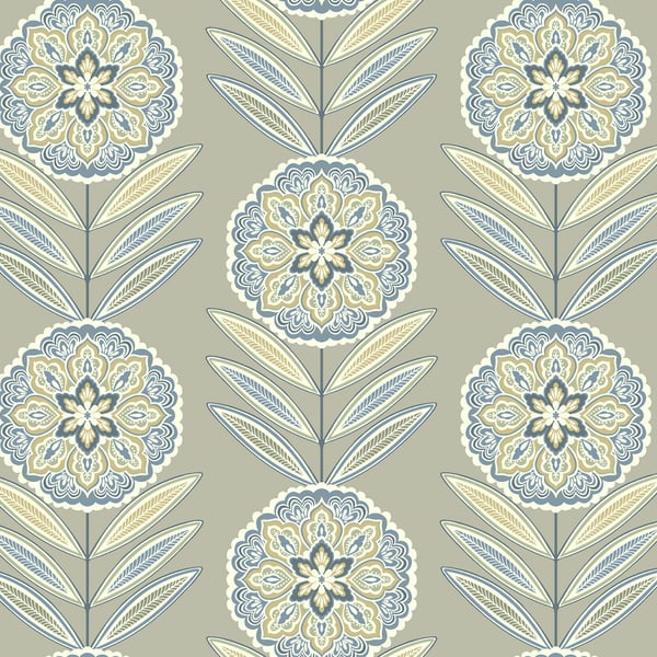 Galerie Wallpaper Product code: TJ40207 - Mulberry Tree Wallpaper Collection - Tan and Blue Colours - Batsford Design
