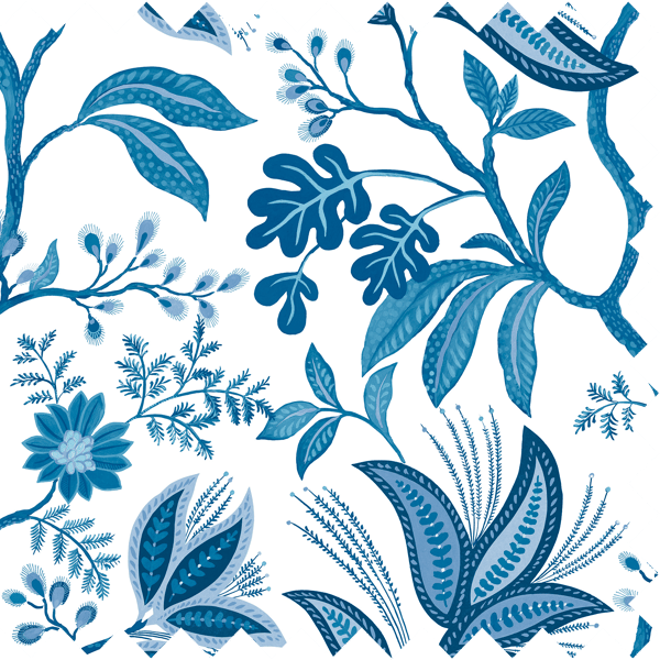 Galerie Wallpaper Product code: TJ42302F - Mulberry Tree Wallpaper Collection - Blue Colours - Kew Fabric Design