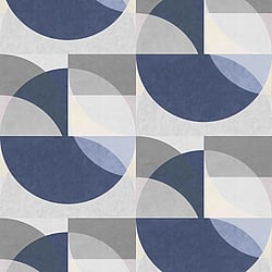 Galerie Wallcoverings Product Code 10150-08 - ELLE Decoration Wallpaper Collection - Grey Blue Colours - Geometric Circle Graphic Design