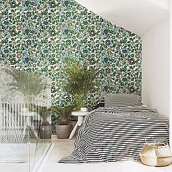 Galerie Wallcoverings Product Code 23332 - Marimekko 5 Wallpaper Collection - Green Blue Colours - Marimekko Pieni Tiara Design