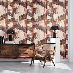 Galerie Wallcoverings Product Code 26798 - Crafted Wallpaper Collection - Pink Bronze Gold White Colours - Glaze Design