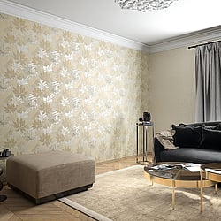 Galerie Wallcoverings Product Code 31602 - Avalon Wallpaper Collection - Beige Colours - Tropical Leaves Design