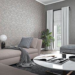 Galerie Wallcoverings Product Code 32604 - City Glam Wallpaper Collection - Rose Gold Grey Colours - Floral Damask Design