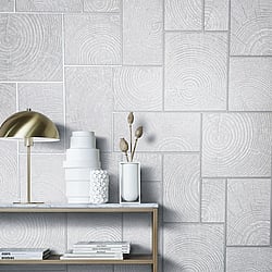 Galerie Wallcoverings Product Code 33226 - Natural Opulence Wallpaper Collection - White,Grey Colours - Wood Block Design