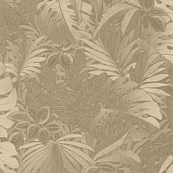 Galerie Wallcoverings Product Code 33303 - Eden Wallpaper Collection -  Metallic Jungle Leaves Design