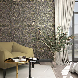 Galerie Wallcoverings Product Code 34297 - Urban Textures Wallpaper Collection - Black  Gold Colours - Ornamental Design