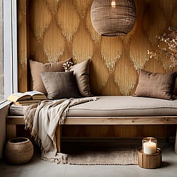 Galerie Wallcoverings Product Code 35885 - Fashion Icon Wallpaper Collection - Brown Gold Colours - Rhinestone Stripes Design