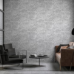 Galerie Wallcoverings Product Code 65002 - Feel Wallpaper Collection - Grey Silver Colours - Seashell Design