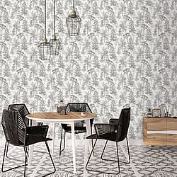 Galerie Wallcoverings Product Code 7311 - Evergreen Wallpaper Collection - Grey Mica Colours - Trees Design