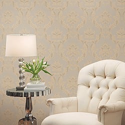 Galerie Wallcoverings Product Code 95121 - Ornamenta Wallpaper Collection - Grey Beige Colours - Classic Damask Design