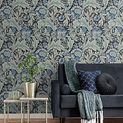 Galerie Wallcoverings Product Code ET12312 - Arts and Crafts Wallpaper Collection - Darkest Blue Beige Green Colours - Acanthus Garden Design