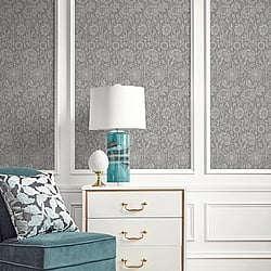 Galerie Wallcoverings Product Code ET12507 - Arts and Crafts Wallpaper Collection - Grey Colours - Tonal Floral Trail Design