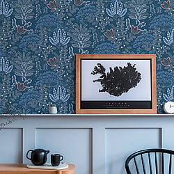 Galerie Wallcoverings Product Code FL61128 - Flourish Wallpaper Collection - Blue/Grey Colours - Dreaming Garden Motif Design