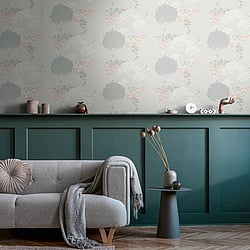 Galerie Wallcoverings Product Code FL61130 - Flourish Wallpaper Collection - Grey/Pink Colours - Fairytale Leaves Motif Design