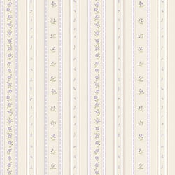 Galerie Wallcoverings Product Code G23223 - Country Cottage Wallpaper Collection - Lilac Beige Colours - Floral Stripe Design