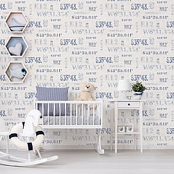 Galerie Wallcoverings Product Code G23331 - Deauville 2 Wallpaper Collection - Navy Blue Beige Colours - Naval Print Design