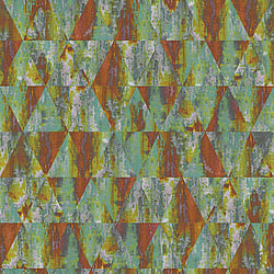 Galerie Wallcoverings Product Code G45336 - Grunge Wallpaper Collection - Green Blue Orange Colours - Triangular Design