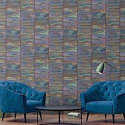 Galerie Wallcoverings Product Code G45342 - Grunge Wallpaper Collection - Blue Brown Green Black Colours - Wood Design