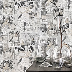 Galerie Wallcoverings Product Code G56115 - Nostalgie Wallpaper Collection - Silver Grey Colours - Champagne Posters Design