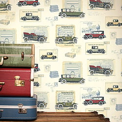 Galerie Wallcoverings Product Code G56135 - Nostalgie Wallpaper Collection - Cream Colours - Cars Design