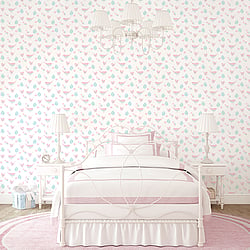 Galerie Wallcoverings Product Code G56539 - Just 4 Kids 2 Wallpaper Collection - Pink White Blue Colours - Pretty Birds Design